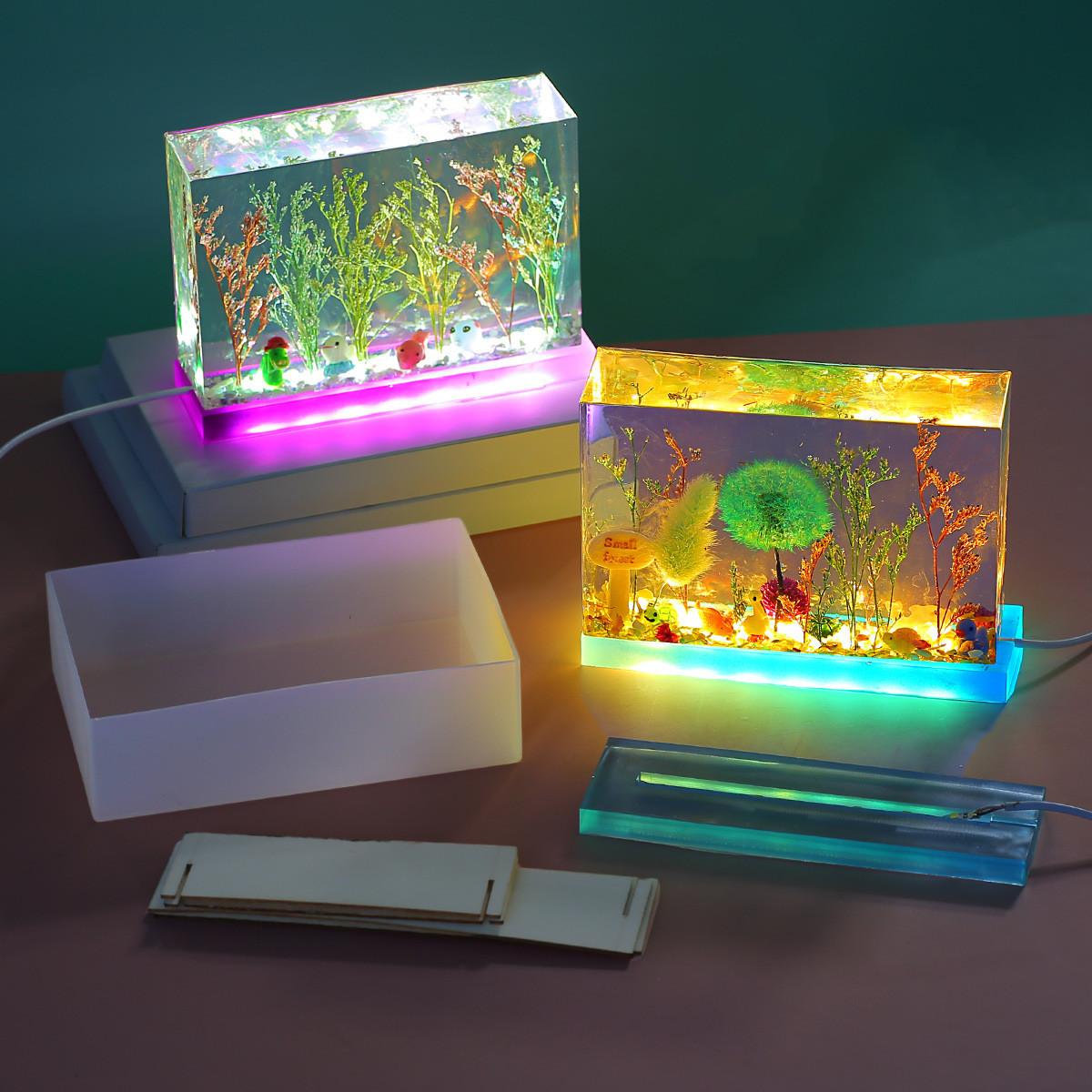 3D Printing Epoxy Resin - Fiore secco Cubo Ornamento Portalampada quadrato