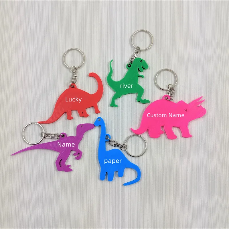 3D Printing Steel - Portachiavi Personalizzati con Nome, Design Dinosauro