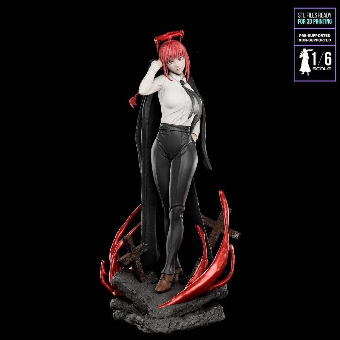 3D Printing Ptc - Chainsaw Girl Machima Gk Figurine Resina