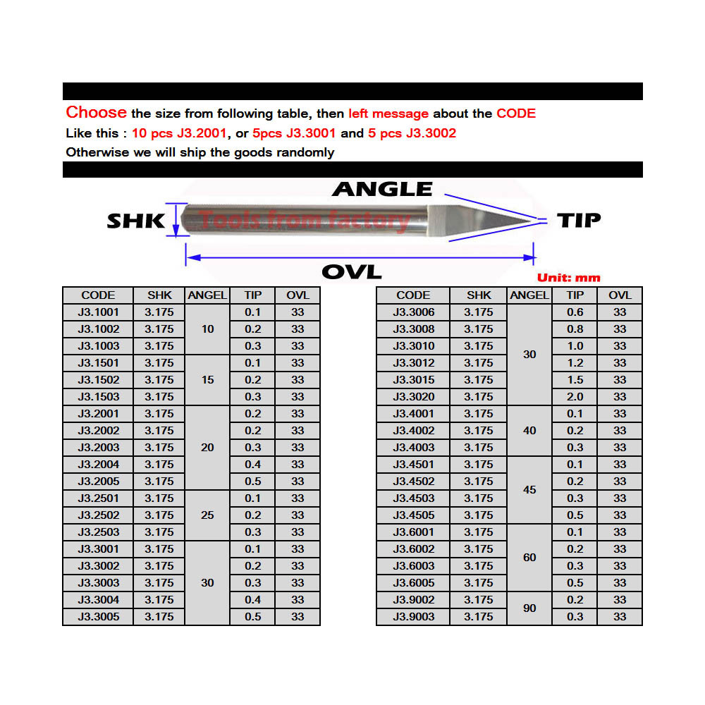10 Pz 3.175mm Tungsteno Bit V  - 3D Printing Online recensione e prezzo
